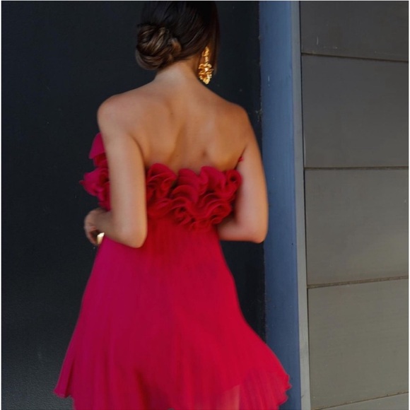 NWT Zara Ruffle Strapless Pleated Mini Dress - Picture 12 of 13